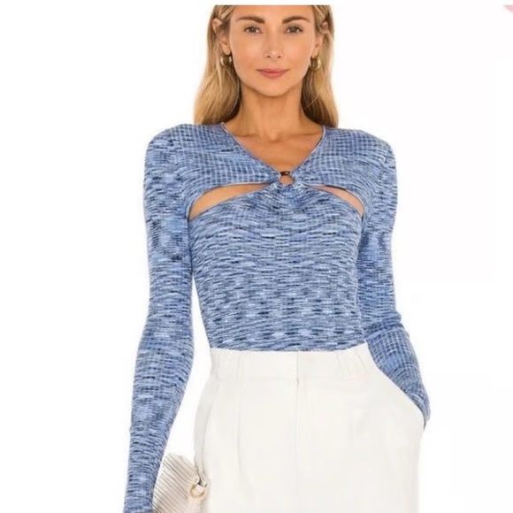Abercrombie & Fitch Tops - Abercrombie Blue Cutout O Ring Ribbed Bodysuit XL Y2K Going Out Top
